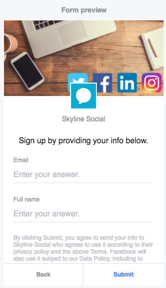 Facebook Example Lead Form