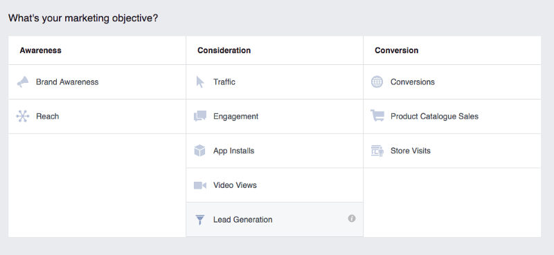 Facebook Lead Ads Marketing Objective