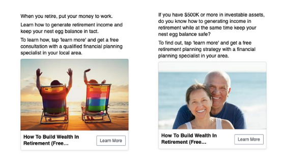 Financial advisor ad example