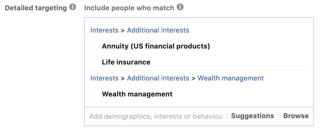 Example of Facebook annuity interests
