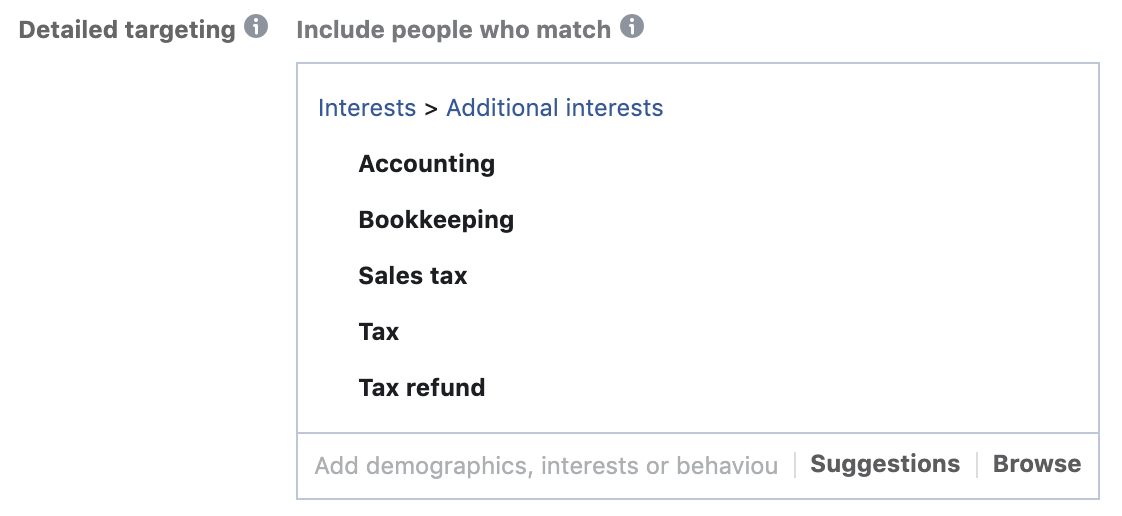 Accounting Taxes Facebook Ads Targeting
