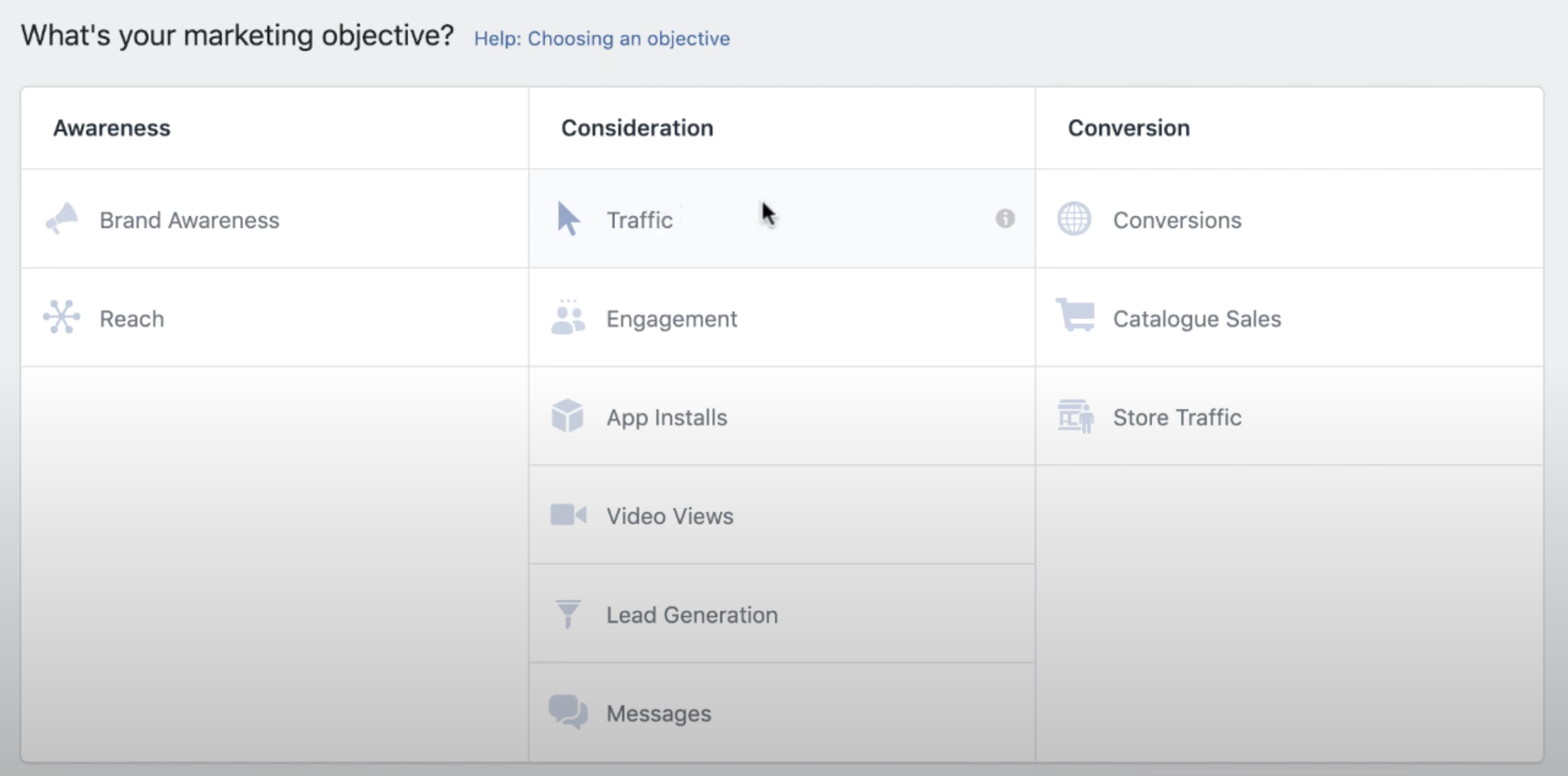Traffic FB ads objective