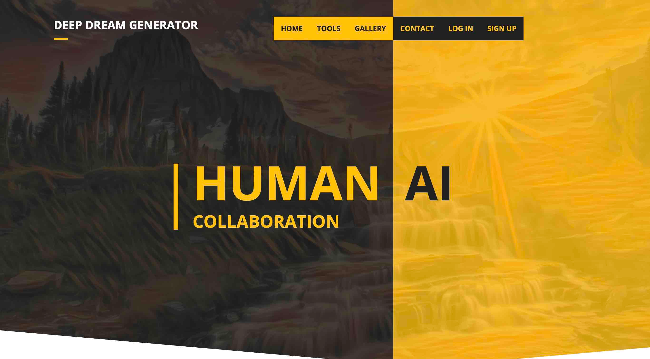 Deep dream generator AI homepage