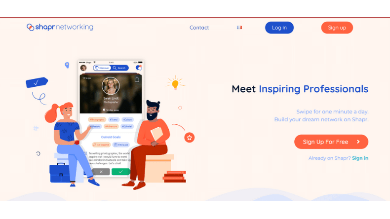 Homepage of Shapr Networking