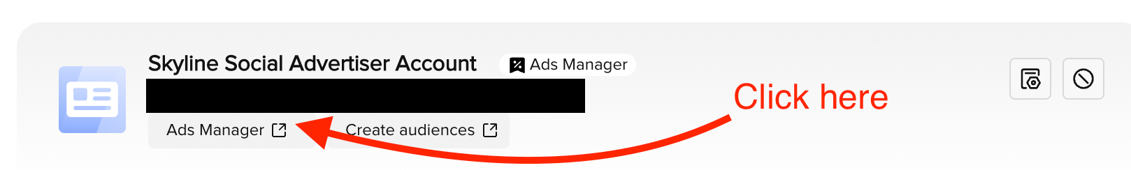 Ads manager button