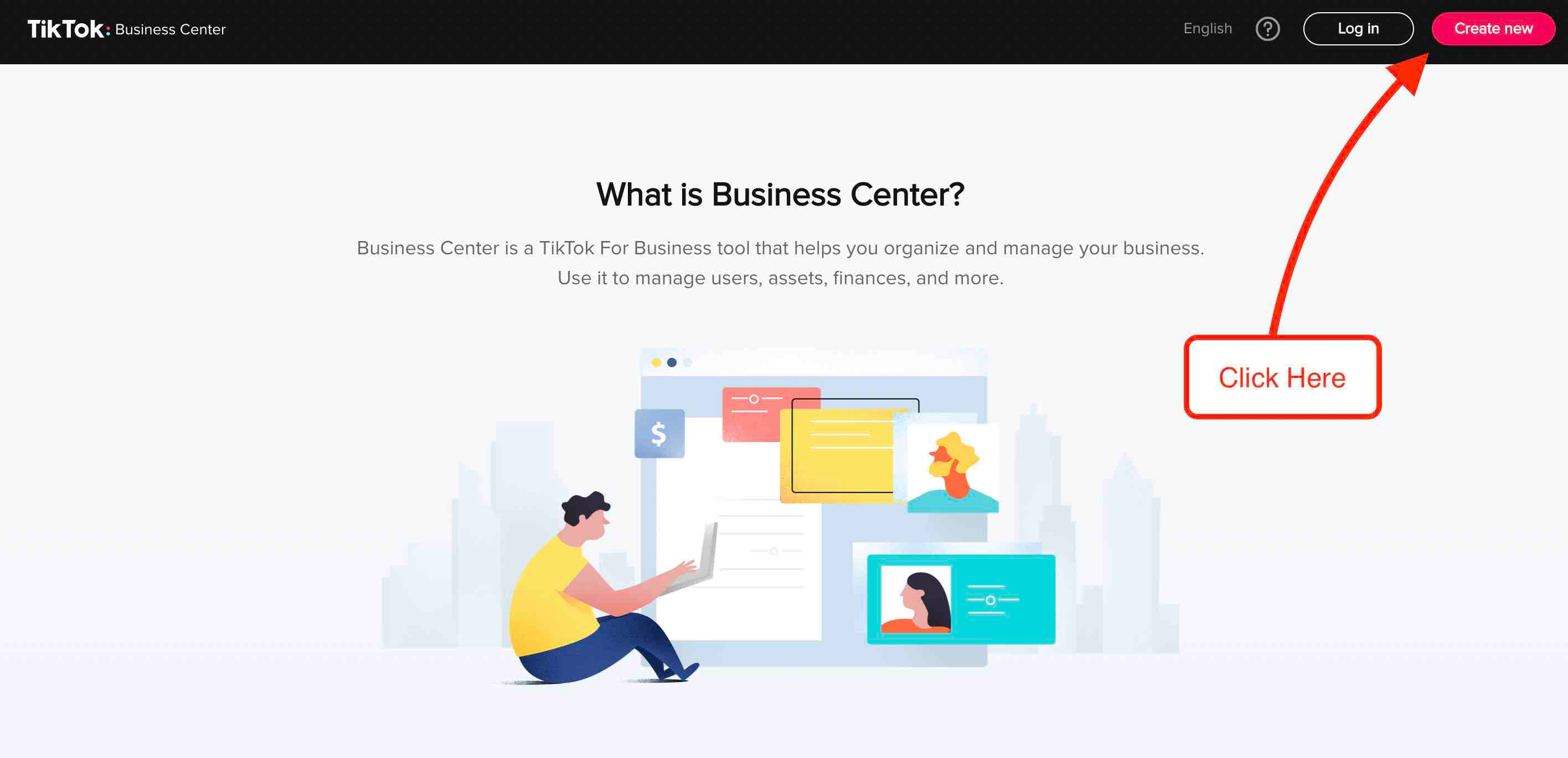 Create a TikTok Business Center account