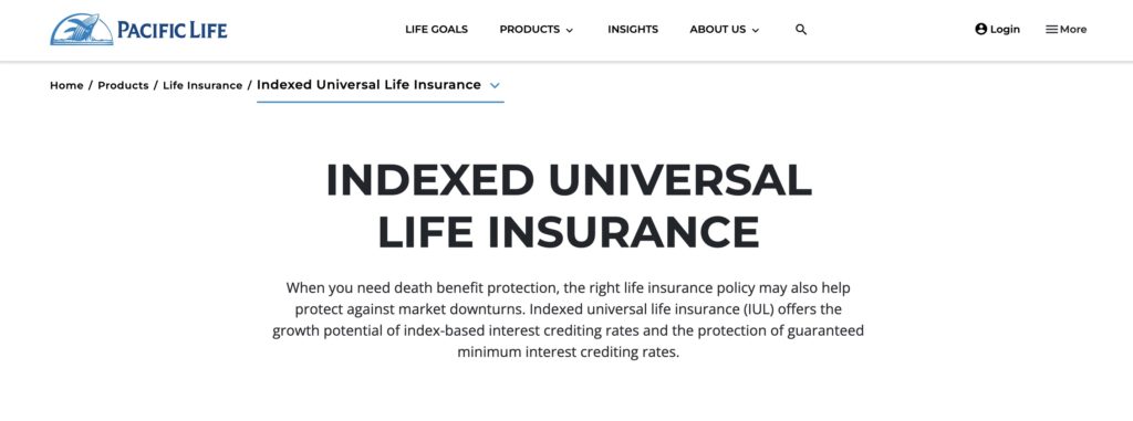 Pacific Life Insurance Company IUL website