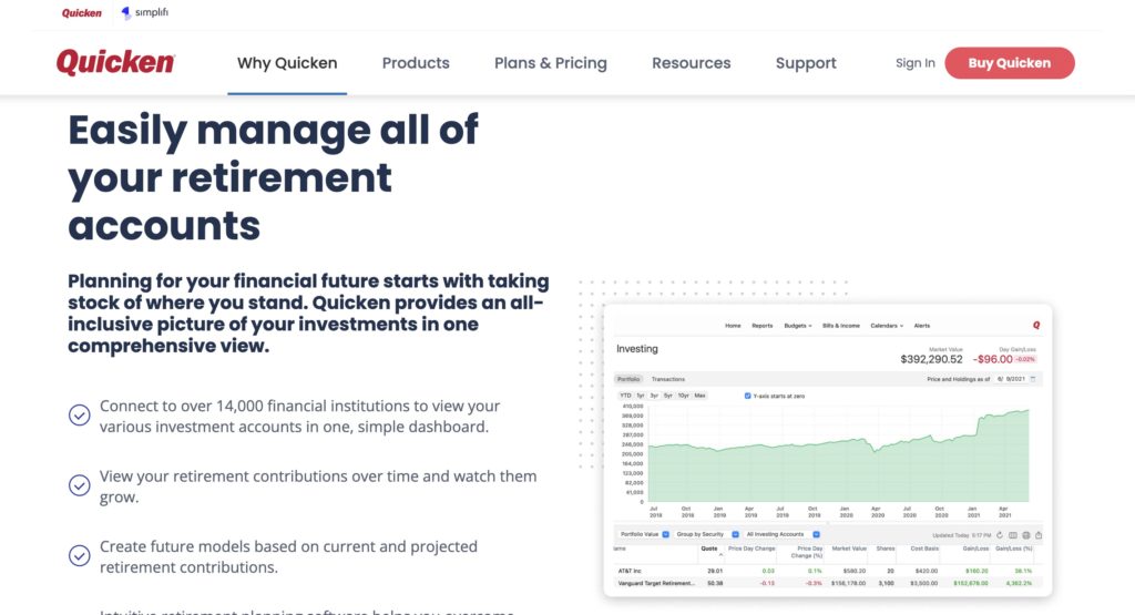 Quicken retirement software