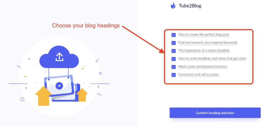 Tube2Blog heading examples