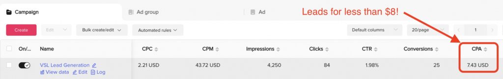 TikTok Ads Financial advisor results