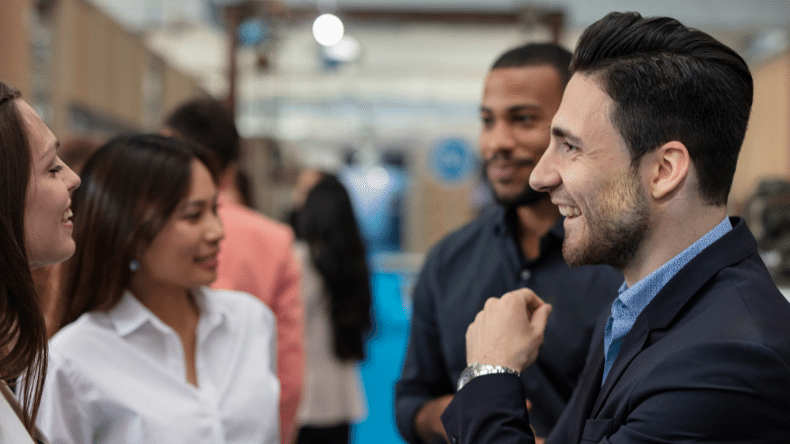 Lenders networking at an event