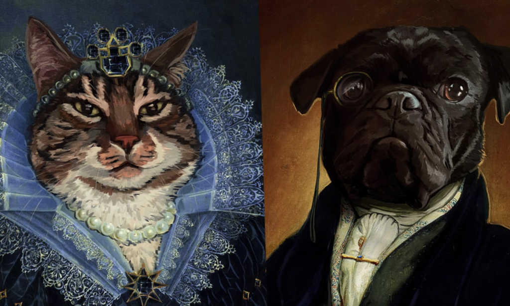 Funny fantasy cartoon pet portrait