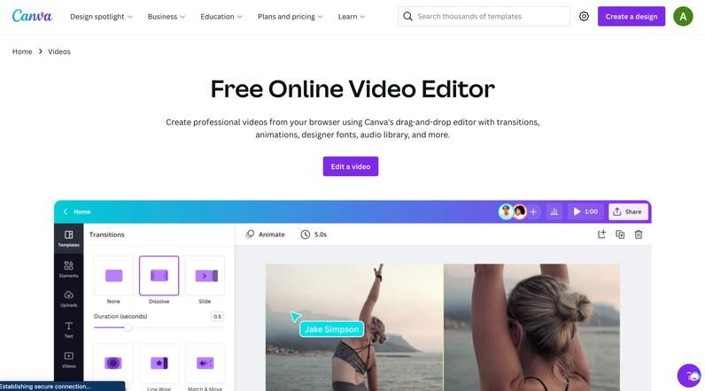 Canva free online video editor