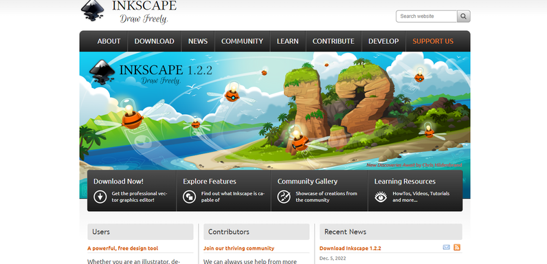 Homepage of Inkscape