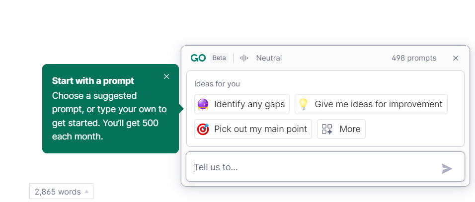 Grammarly AI assistant example