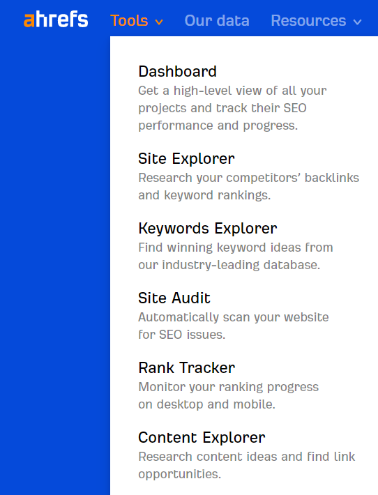 Ahrefs features