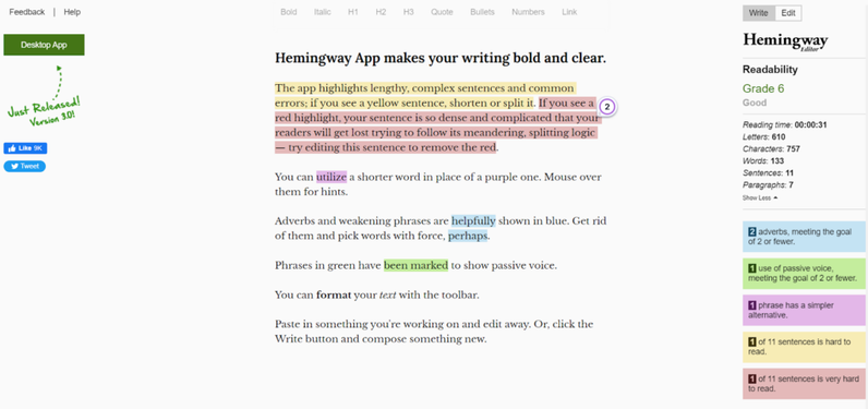 Hemingway editor