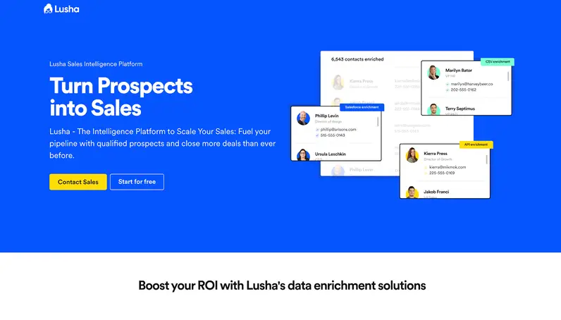 An image of Lusha's platform displaying high-quality business leads for sales and marketing teams.